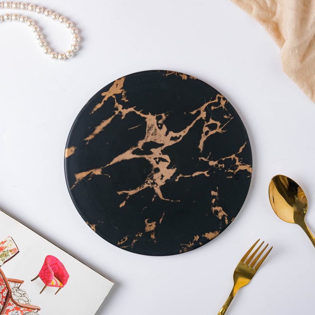 Black Round Ceramic Platter Nestasia
