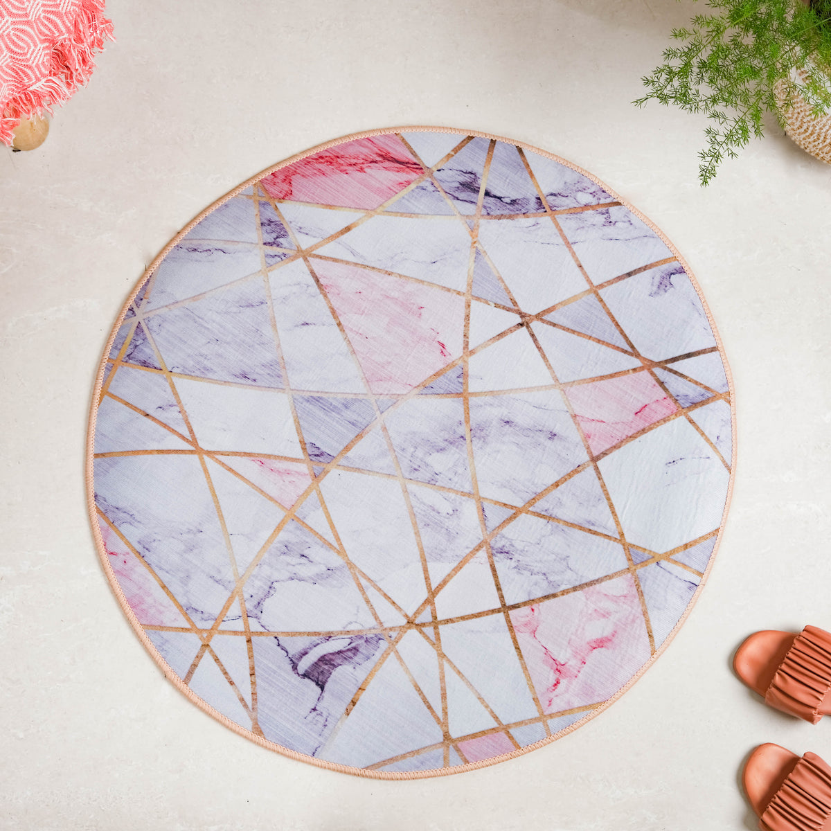 Nordic Round Carpet Pink Nestasia