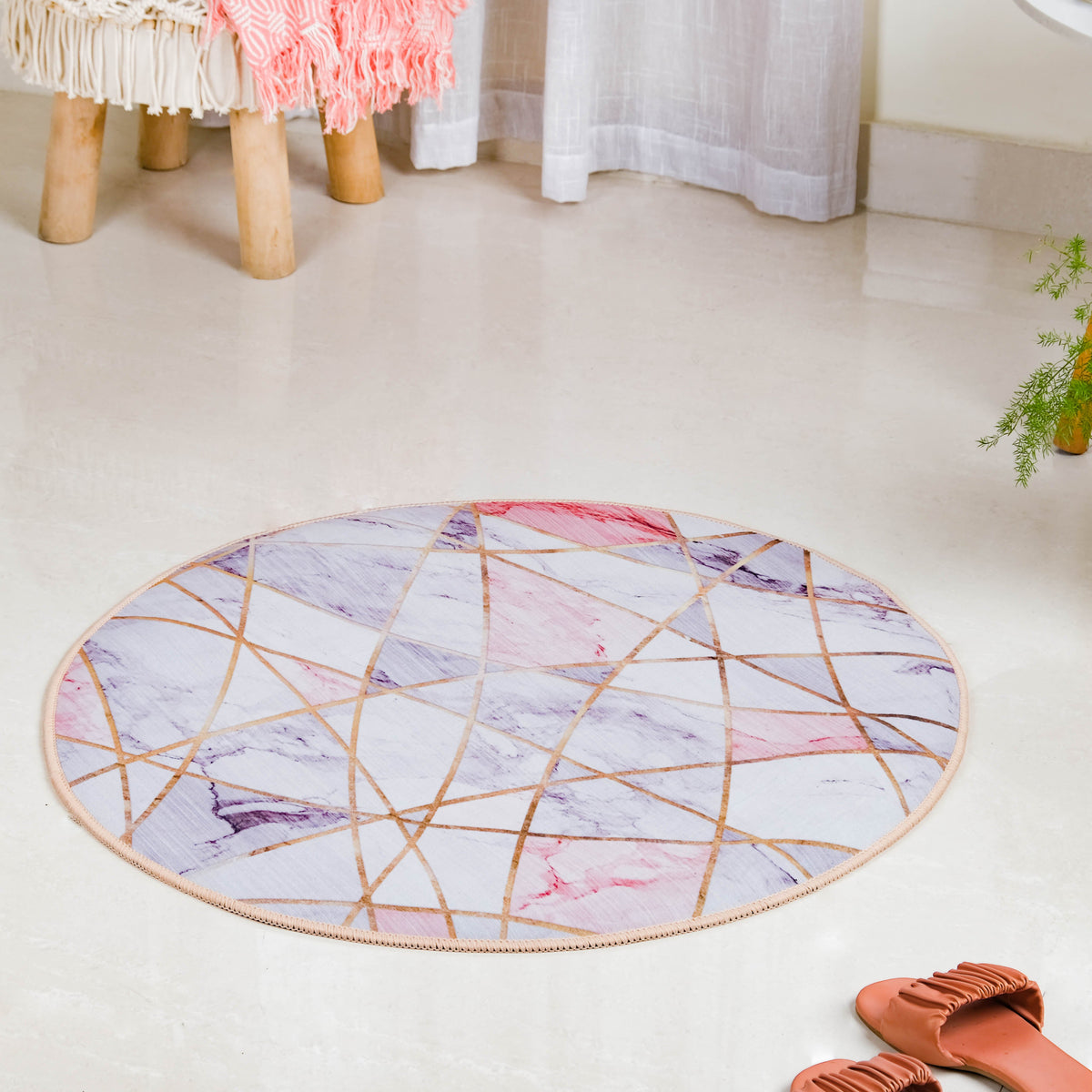Nordic Round Carpet Pink Nestasia