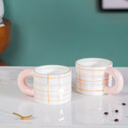 Artsy Ceramic Cup For Coffee Pink Set of 2 330ml Nestasia