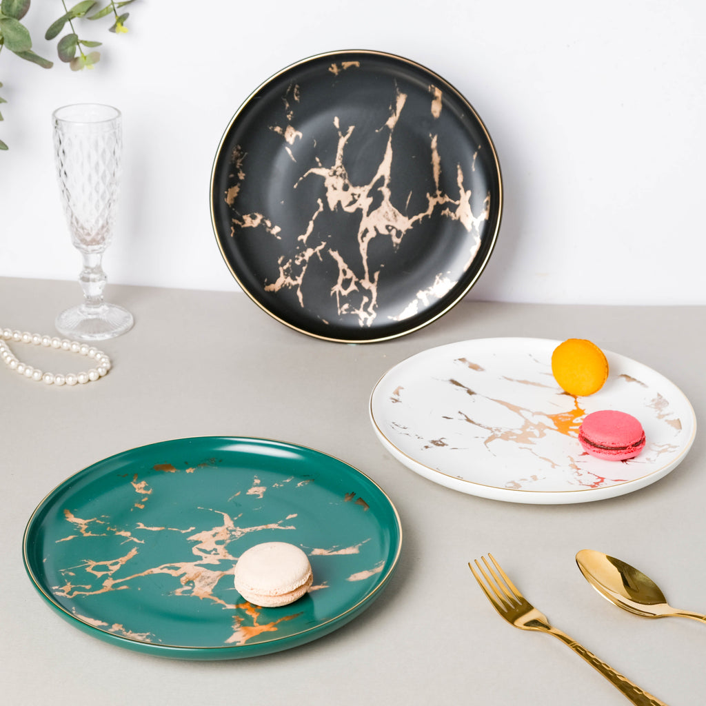 Sleek Marble Dinner Plate Black 10 Inch Nestasia