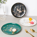 Sleek Marble Dinner Plate Black 10 Inch Nestasia