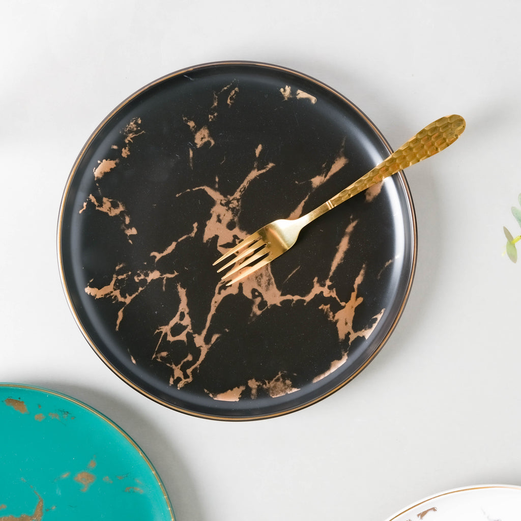 Sleek Marble Dinner Plate Black 10 Inch Nestasia