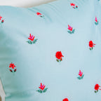Red Orchids Hand Embroidery Velvet Cushion Cover 16 inch Nestasia