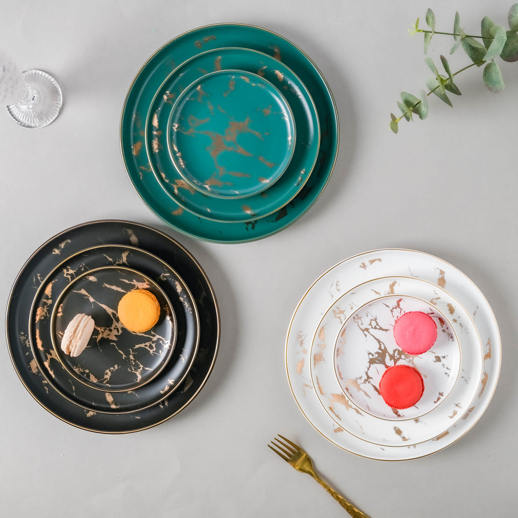 Sleek Marble Dinner Plate Black 10 Inch Nestasia