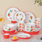 Bloom Red 27 Piece Dinner Set For 6 Nestasia