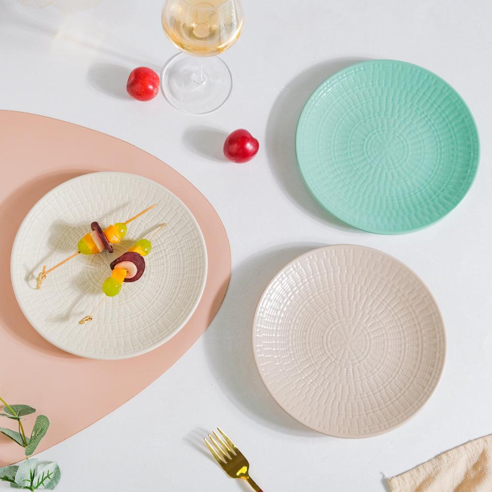 Aamirah Beige Patterned Snack Plate 8 Inch Nestasia