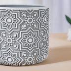 Grey Floral Geometric Pot Nestasia