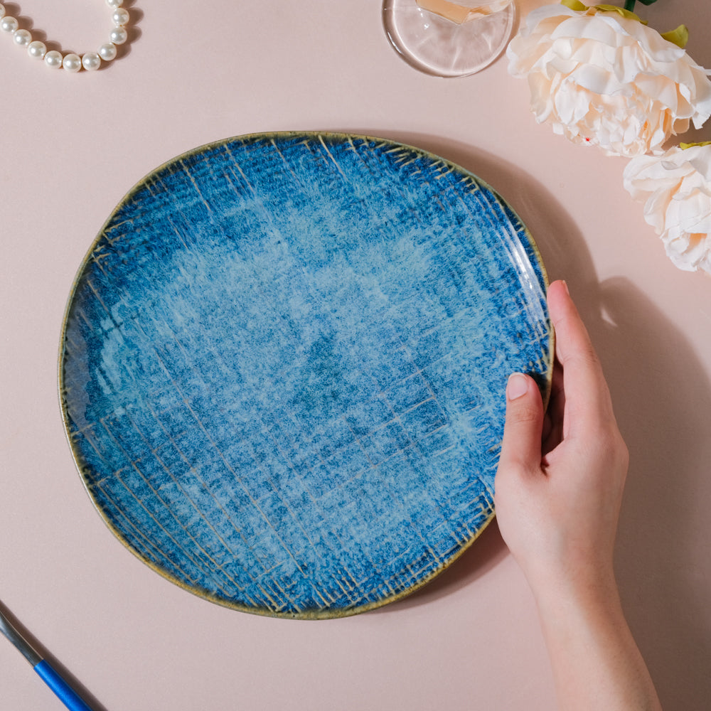 Boracay Organic Shaped Dinner Plate Blue 9 inch Nestasia