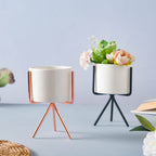 Ceramic Flower Pot with Metal Stand