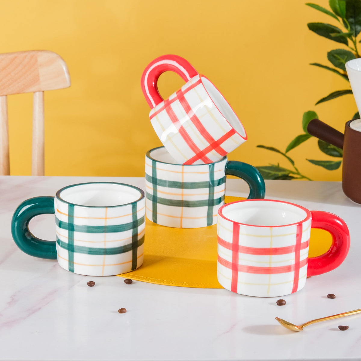 Artsy Ceramic Cup For Coffee Set Of 4 330ml Nestasia