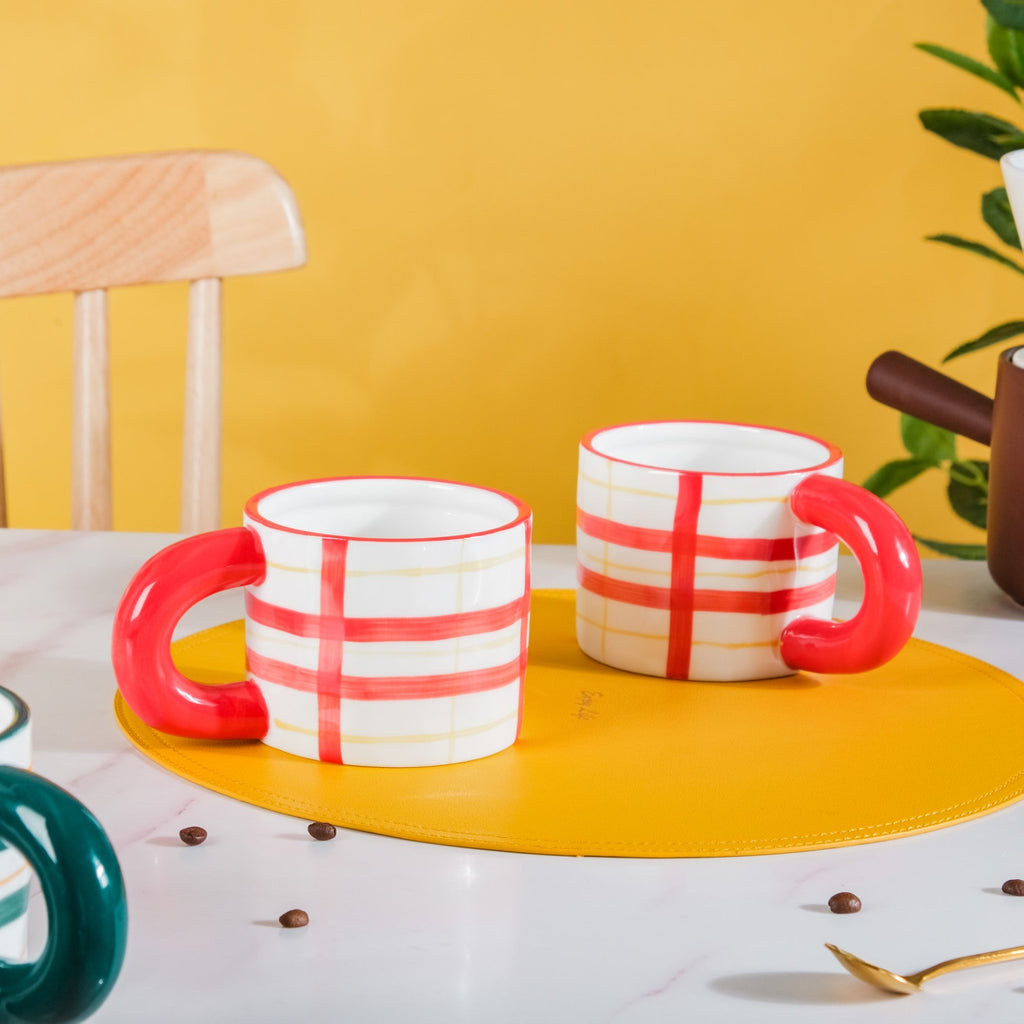 Artsy Ceramic Cup For Coffee Set Of 4 330ml Nestasia