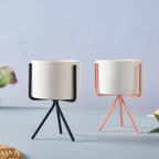 Ceramic Flower Pot with Metal Stand