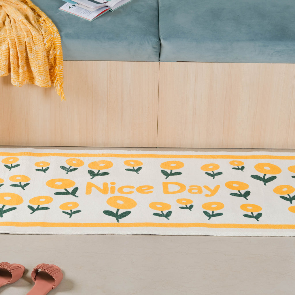 Yellow White Runner Rug Small Nestasia