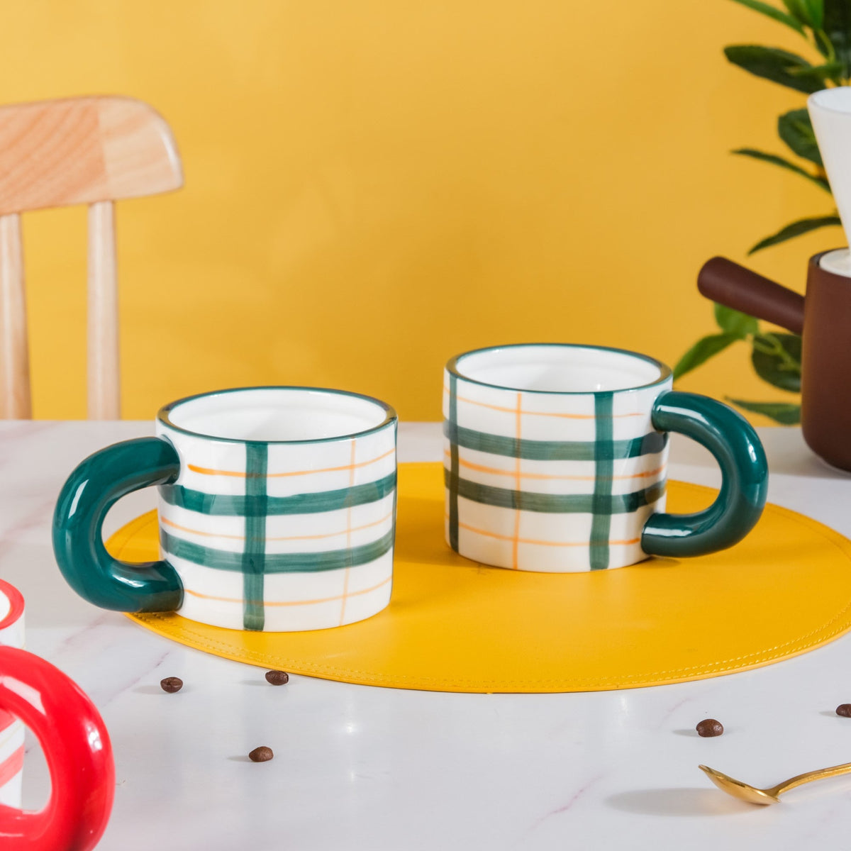Artsy Ceramic Cup For Coffee Set Of 4 330ml Nestasia