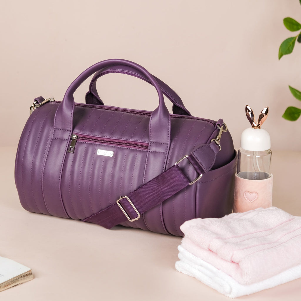 Sporty Duffel Bag Purple Small 14x7 Inch Nestasia