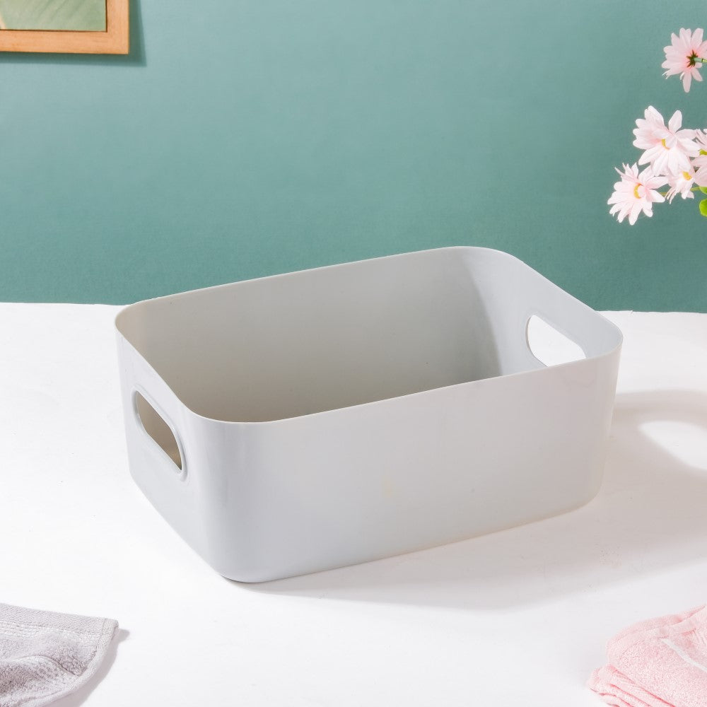 Multipurpose Storage Basket Grey Set Of 2 11 Inch Nestasia
