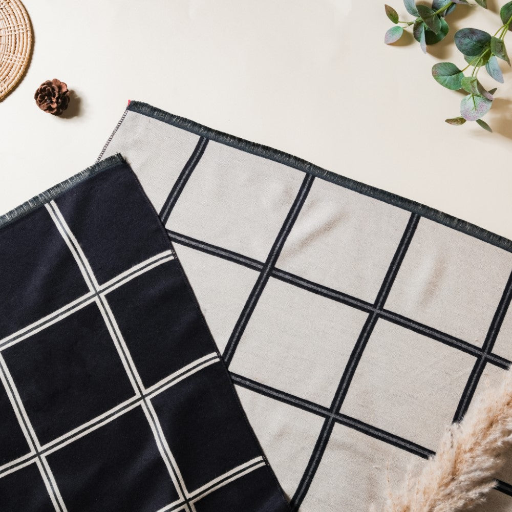 Luxury Black And White Long Scarf Nestasia