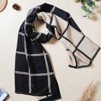 Luxury Black And White Long Scarf Nestasia