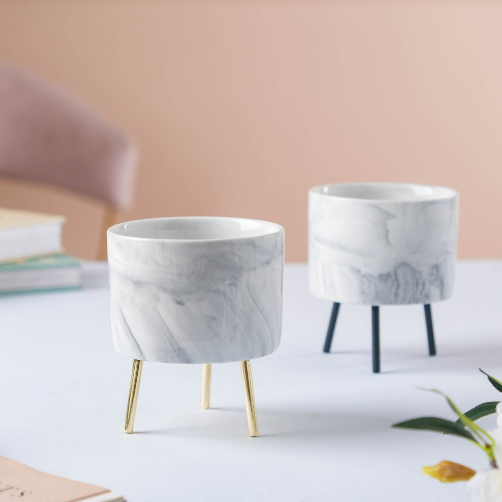 Small Marble Ceramic Indoor Planter Nestasia