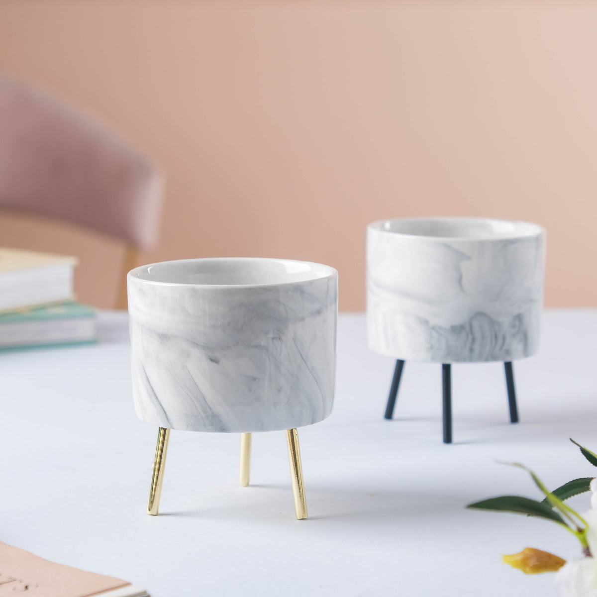 Small Marble Ceramic Indoor Planter Nestasia