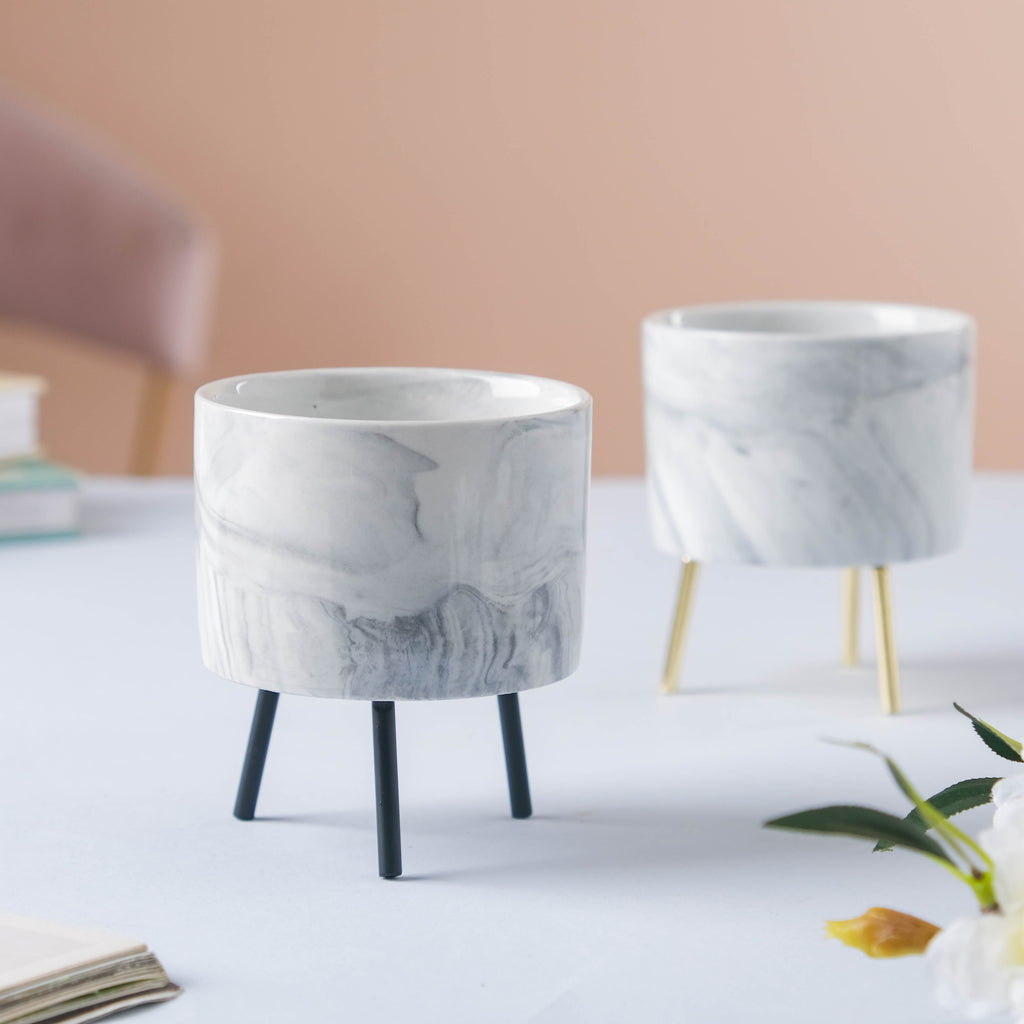 Small Marble Ceramic Indoor Planter Nestasia