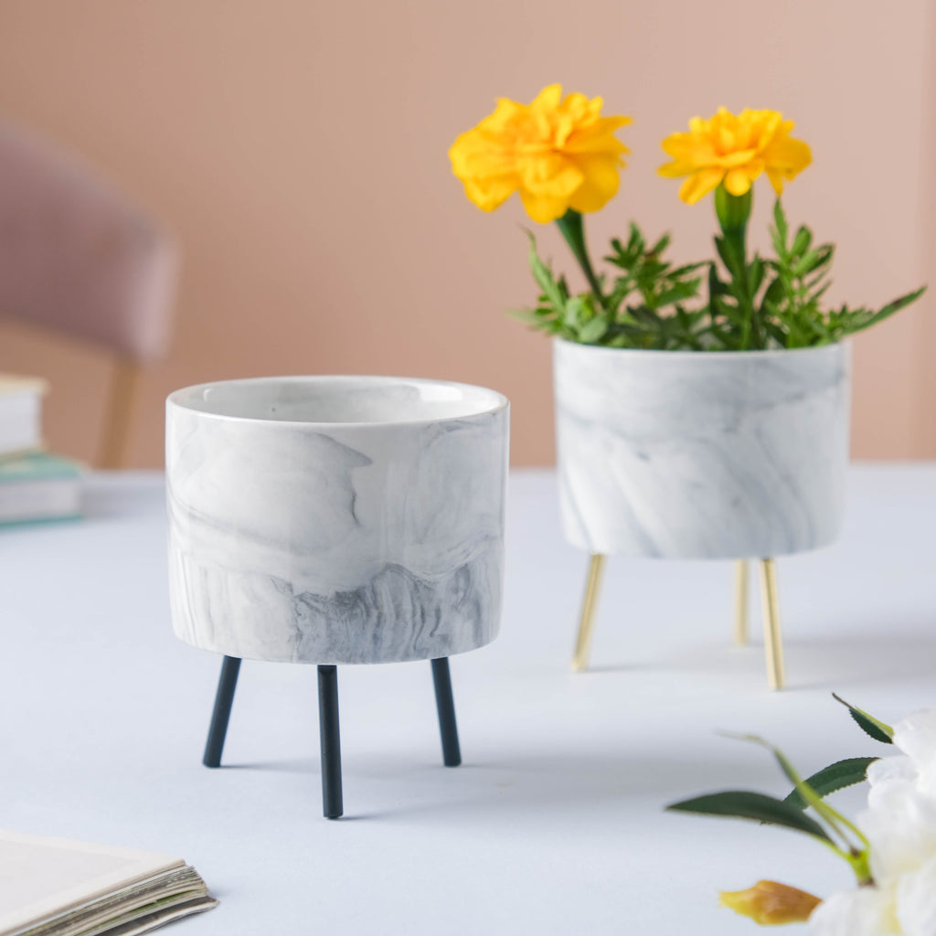 Small Marble Ceramic Indoor Planter Nestasia