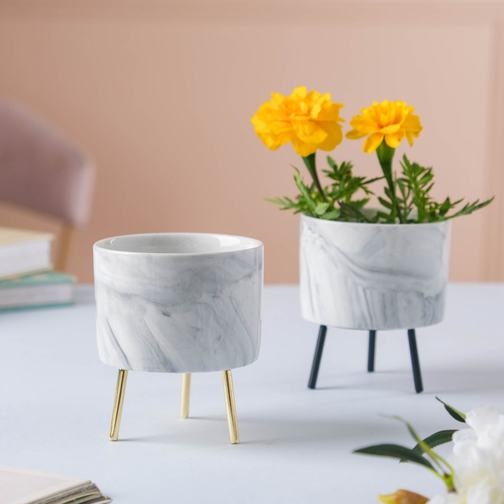 Small Marble Ceramic Indoor Planter Nestasia