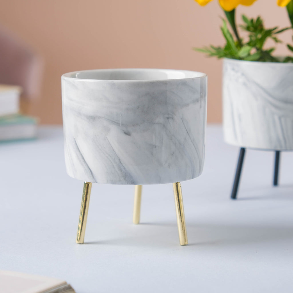Small Marble Ceramic Indoor Planter Nestasia