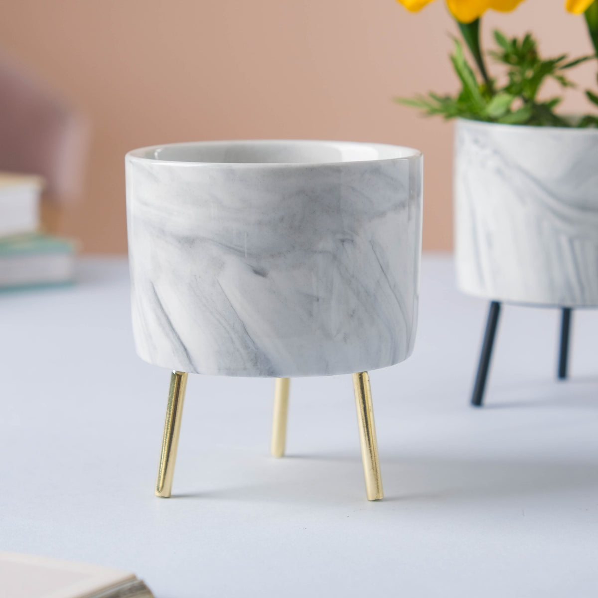 Small Marble Ceramic Indoor Planter Nestasia