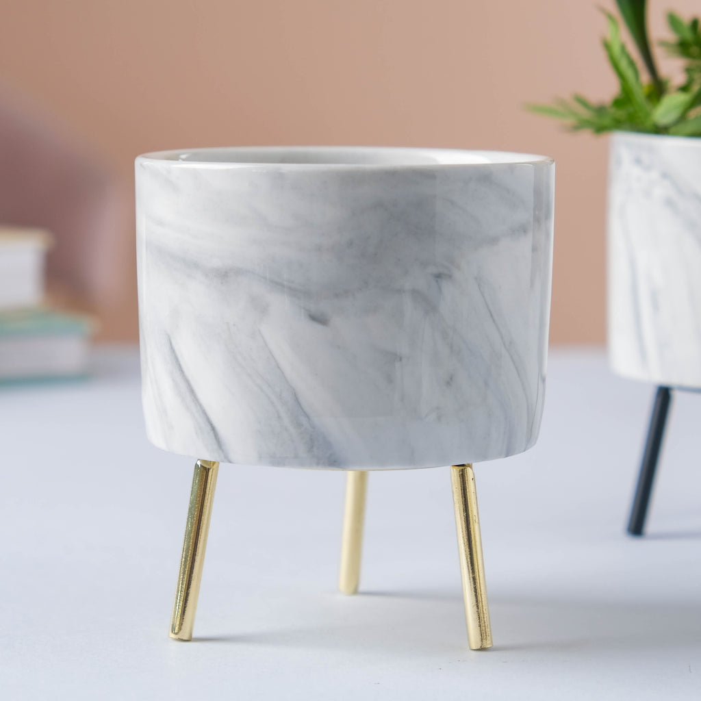 Small Marble Ceramic Indoor Planter Nestasia