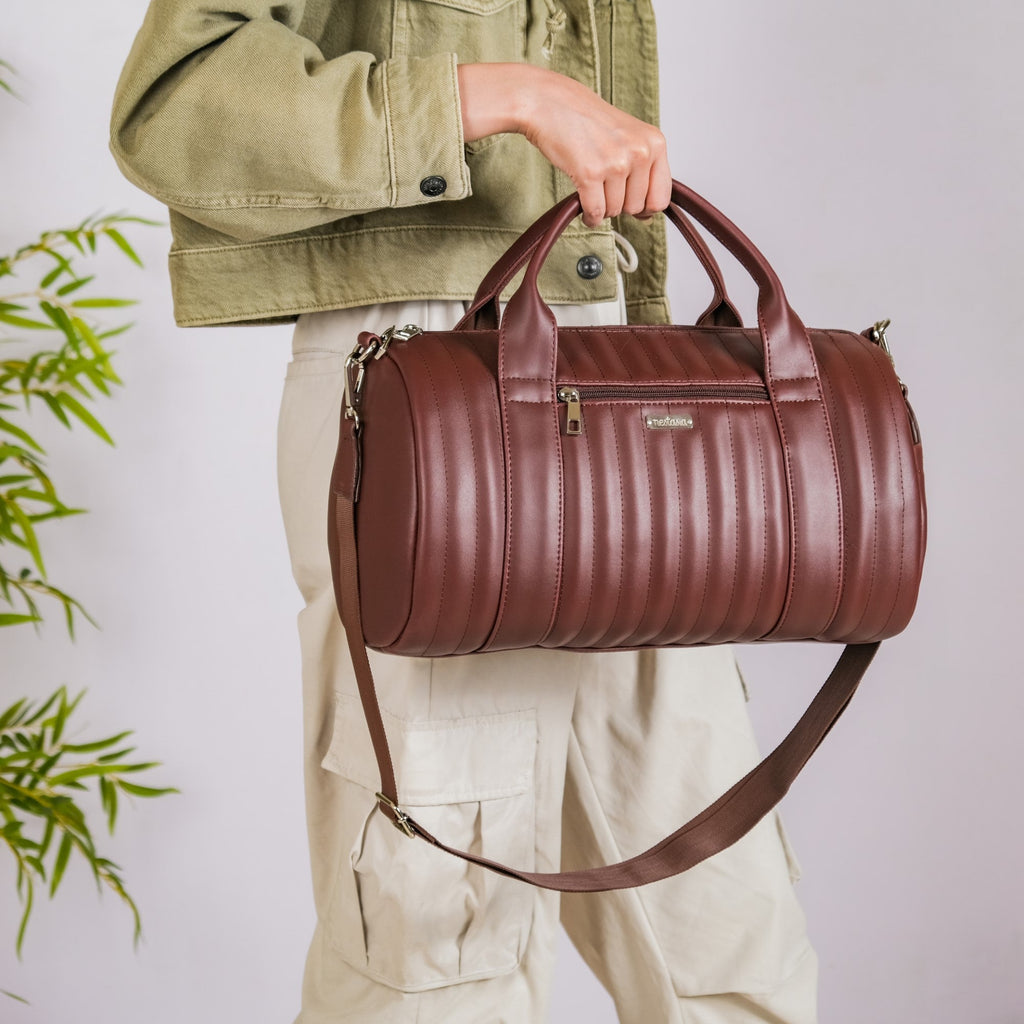 Wanderlust Duffle Bag Brown Small 14x7 Inch Nestasia