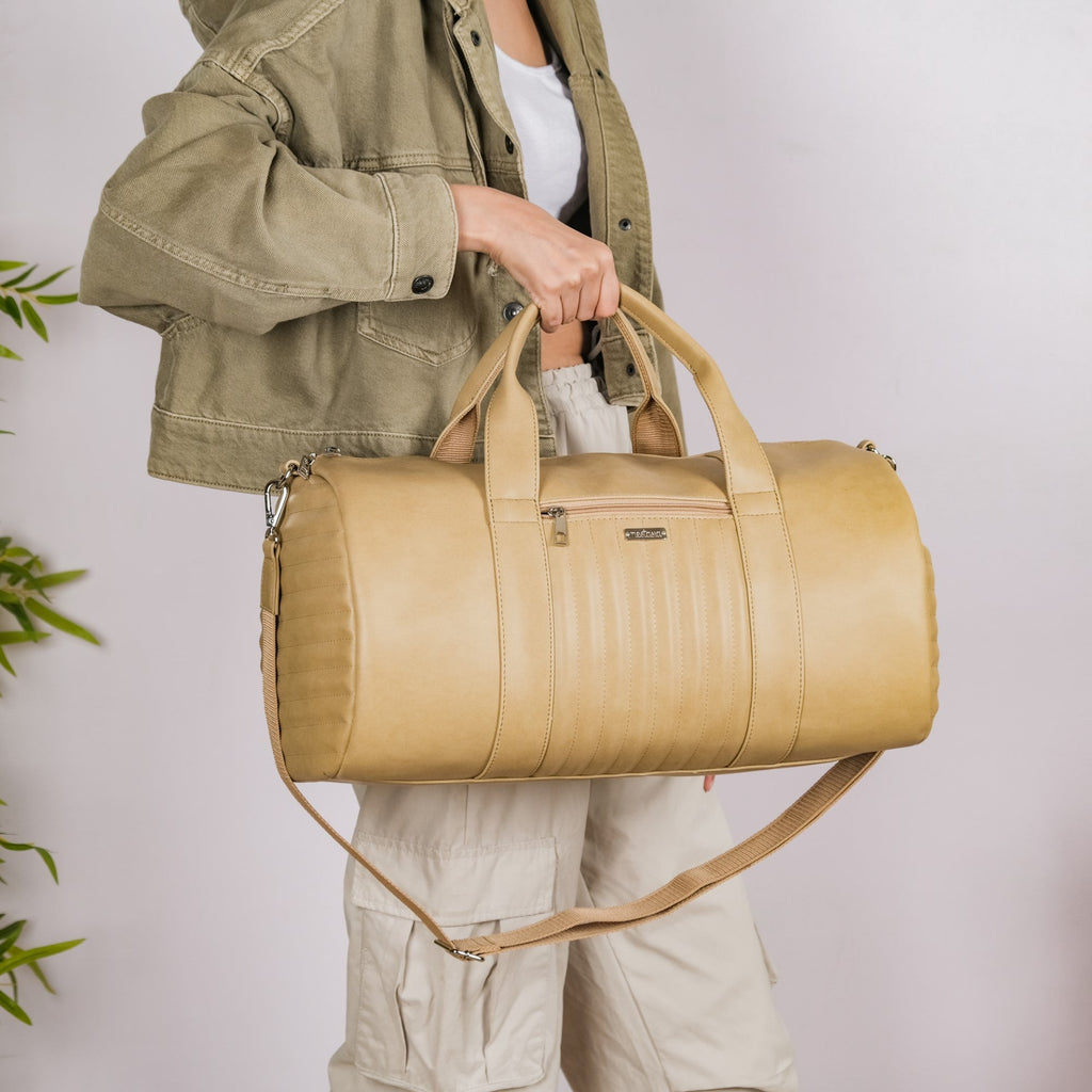 Jet-Setter Duffle Bag Beige Large 17x9 Inch Nestasia