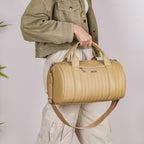 Jet-Setter Duffle Bag Beige Small 14x7 Inch Nestasia