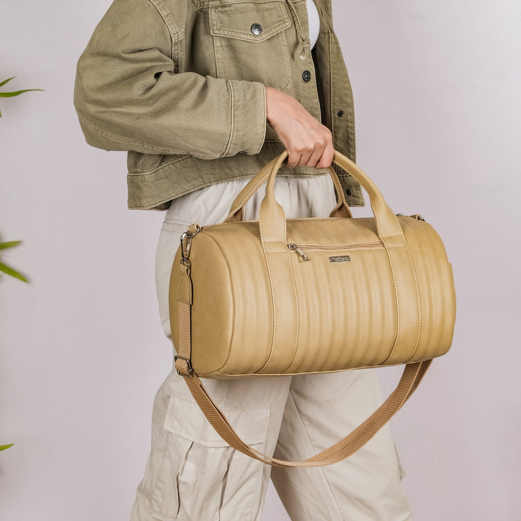 Jet-Setter Duffel Bag Beige Set Of 2 Nestasia
