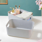 Multipurpose Storage Basket Grey Set Of 2 11 Inch Nestasia