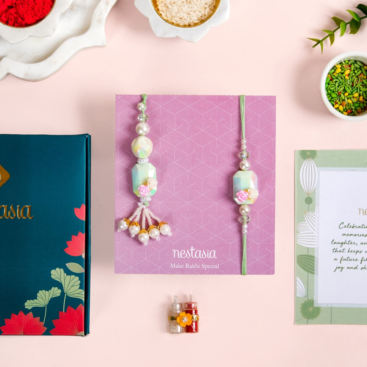 Iridescent Bhai Bhabi Rakhi And Lumba Gift Set Nestasia