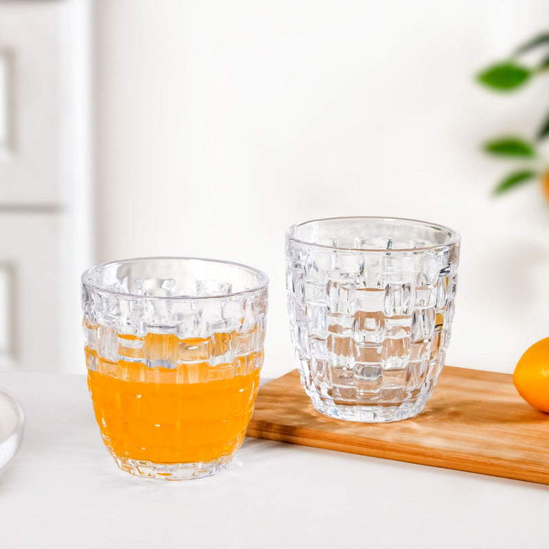 Basket Weave Glass Tumbler Set Of 6 260ml Nestasia