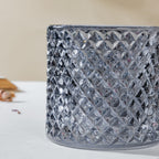 Vintage Diamond Glass Jar With Lid Grey 250ml Nestasia