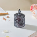 Vintage Diamond Glass Jar With Lid Grey 250ml Nestasia