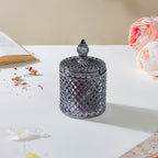 Vintage Diamond Glass Jar With Lid Grey 250ml Nestasia