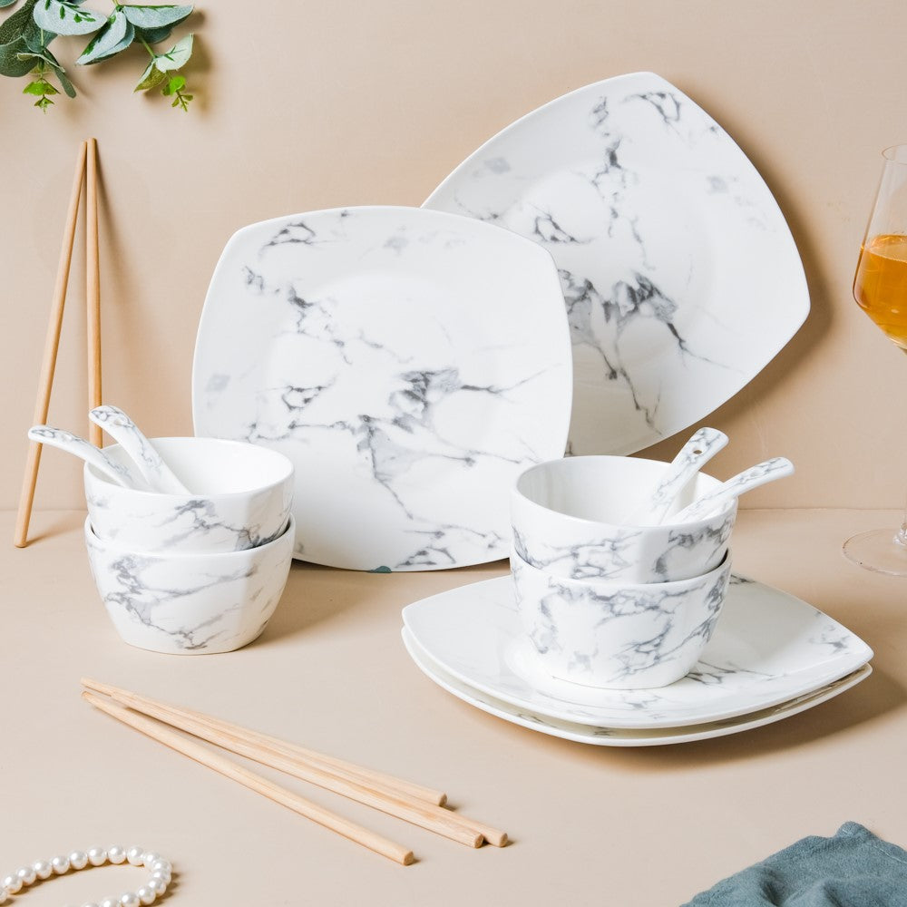 Marble 16 Piece Pasta Snack Set For 4 Nestasia