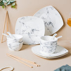 Marble 16 Piece Pasta Snack Set For 4 Nestasia