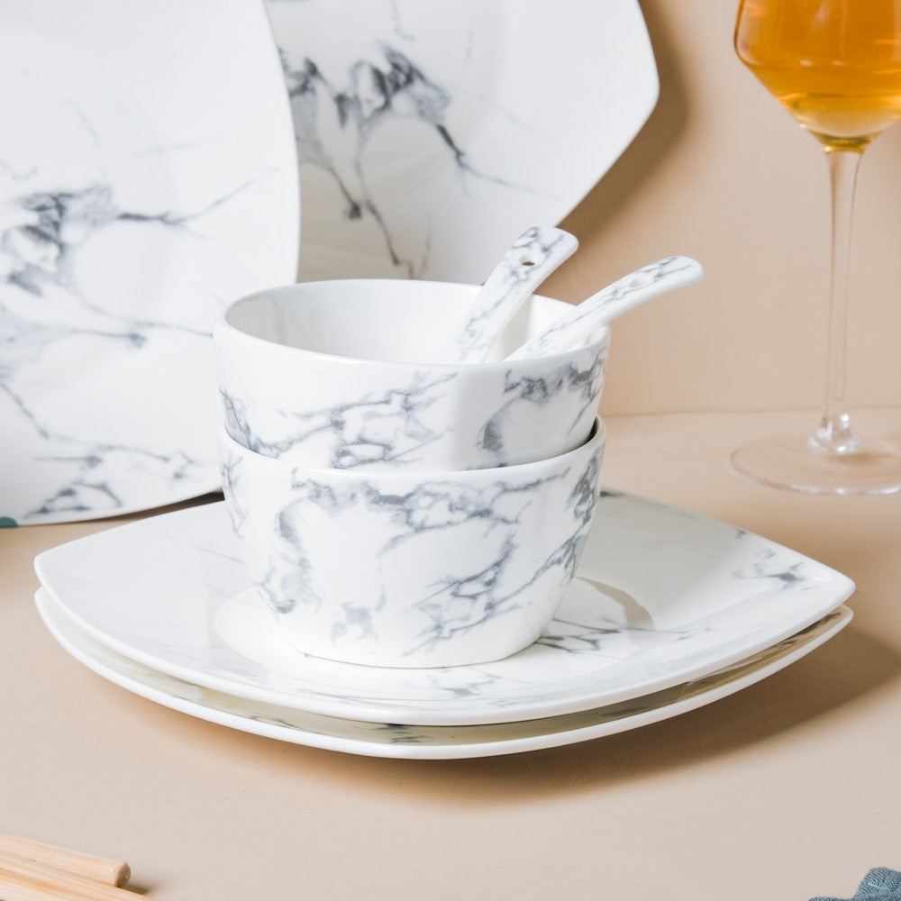 Marble 16 Piece Pasta Snack Set For 4 Nestasia