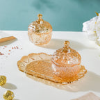 Vintage Round Textured Glass Jar With Lid Amber Set Of 3 200ml Nestasia