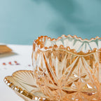 Vintage Round Textured Glass Jar With Lid Amber Set Of 3 200ml Nestasia