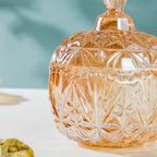 Vintage Round Textured Glass Jar With Lid Amber Set Of 3 200ml Nestasia