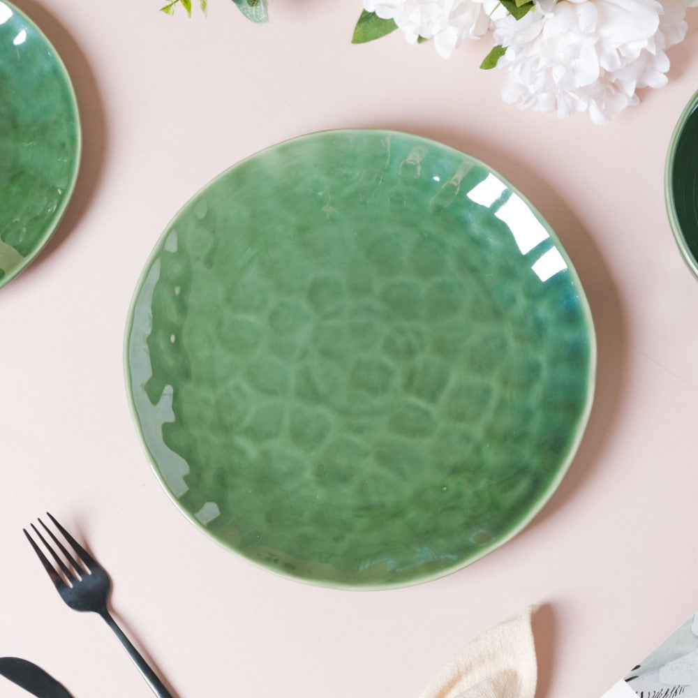 Forest Green Gloss Ceramic Dinner Plate 9.8 Inch Nestasia