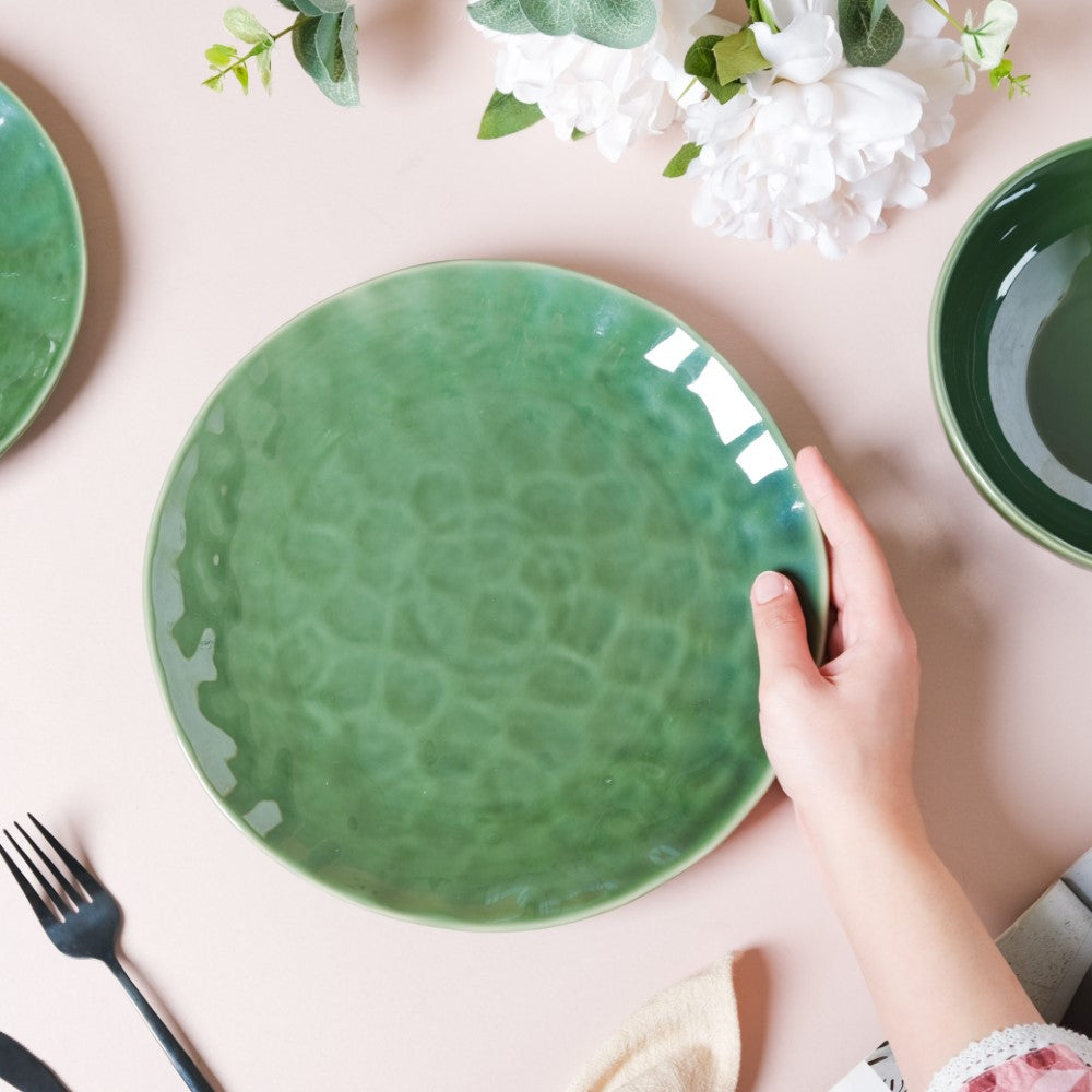 Forest Green Gloss Ceramic Dinner Plate 9.8 Inch Nestasia