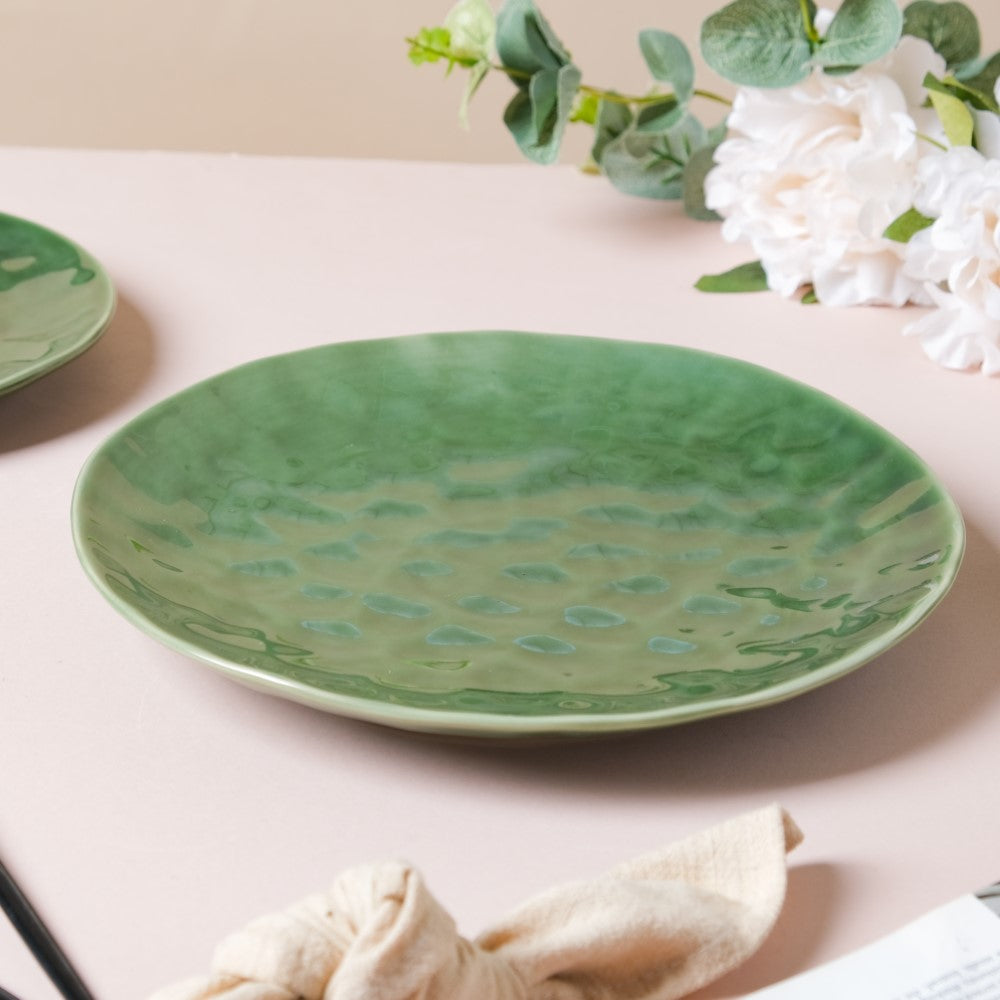 Forest Green Gloss Ceramic Dinner Plate 9.8 Inch Nestasia